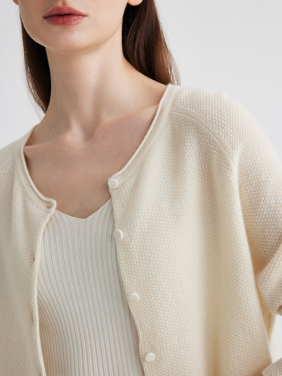 COMOBOCA 100% Cashmere Women's Button Front Knit Cardigan