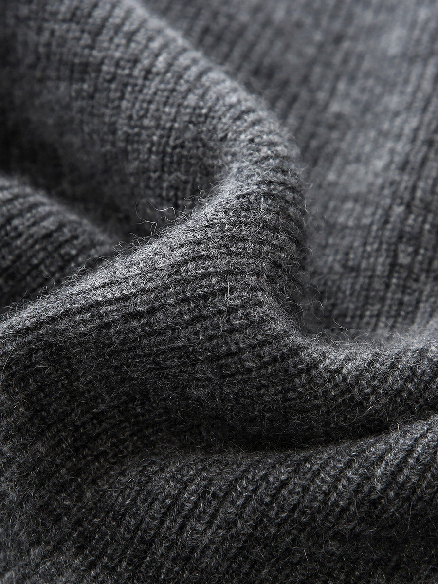 COMOBOCA 100% Cashmere Women's Zip-Up Ribbed Hoodie