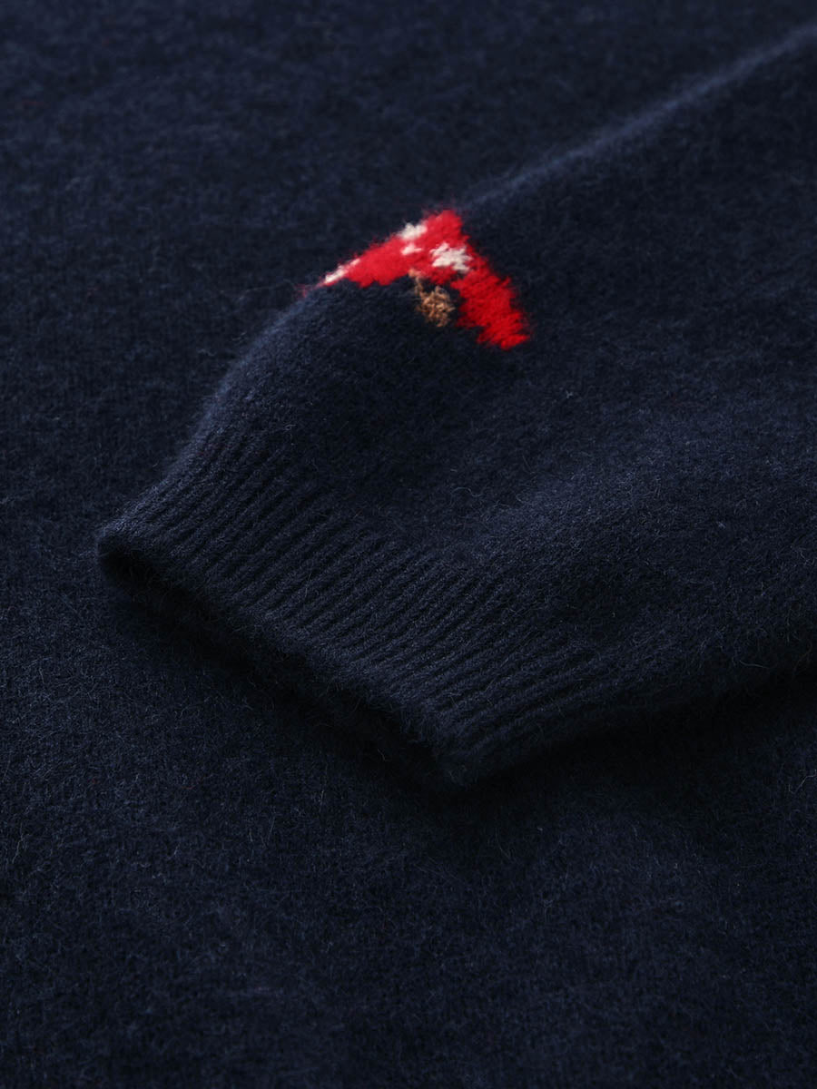 COMOBOCA Women's Wool Christmas Themed Round Neck Sweater
