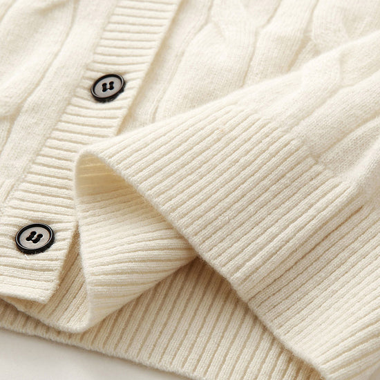 COMOBOCA 100% Cashmere Women's Cable Knit Button Front Cardigan