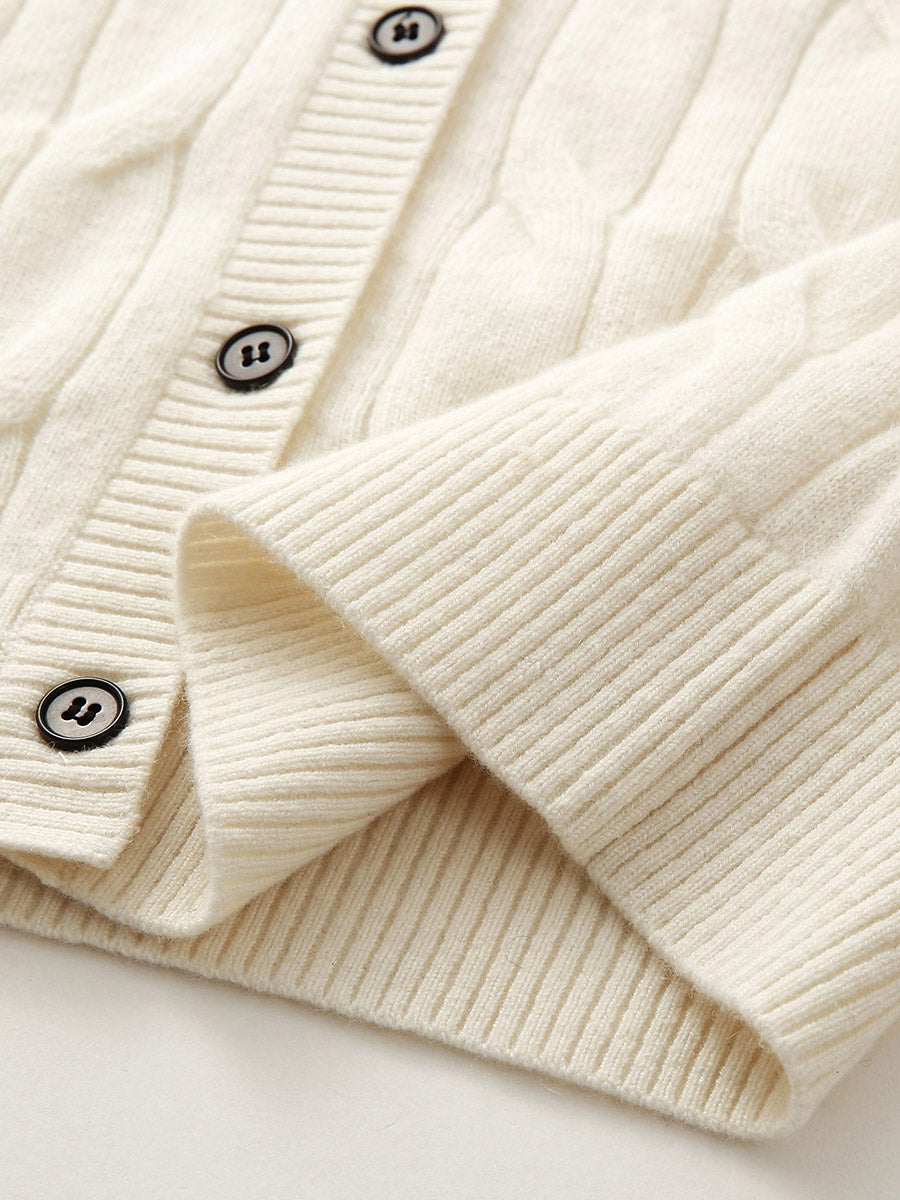 COMOBOCA 100% Cashmere Women's Cable Knit Button Front Cardigan