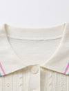 COMOBOCA Women's Cable Color Trimmed Knit Polo T-Shirt