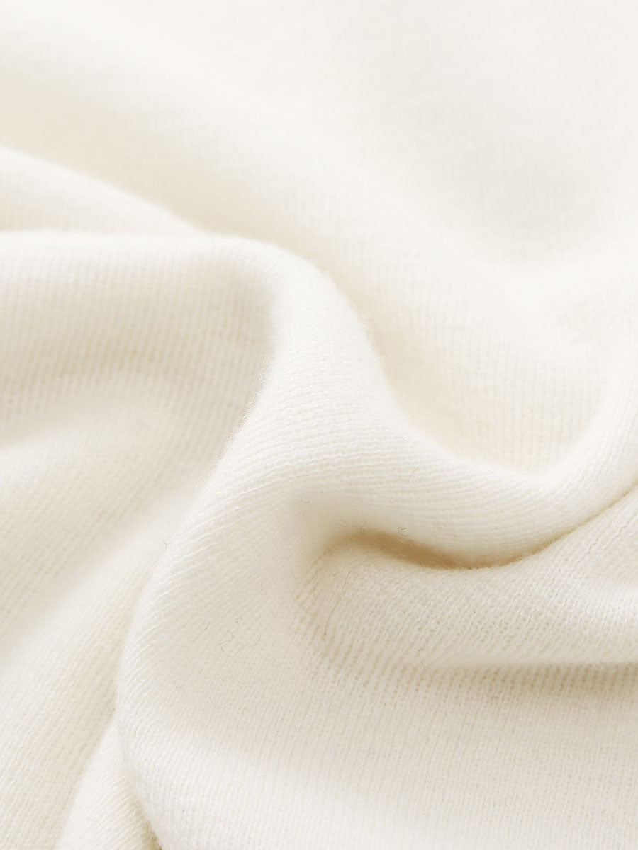 COMOBOCA 100% Wool Women's V-Neck With Pearl Accents Sweater