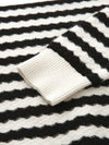 COMOBOCA 100% Cashmere Women's Striped Round Neck Sweater
