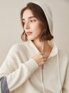 COMOBOCA 100% Cashmere Women's Half Zip Sweater Knit Hoodie