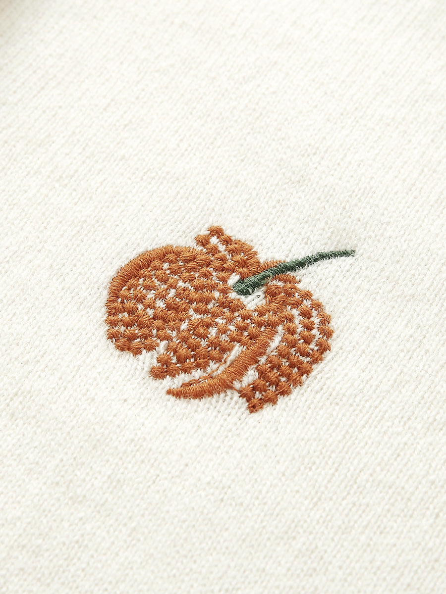 COMOBOCA 100% Cashmere Women's Pumpkin Embroidery Knit Cardigan