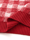 COMOBOCA 100% Cashmere Women's Checkered Round Neck Sweater