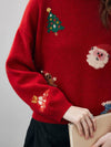 COMOBOCA Women's Wool Christmas Themed Round Neck Sweater