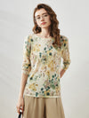 COMOBOCA Women's Floral Round Neck Sweater