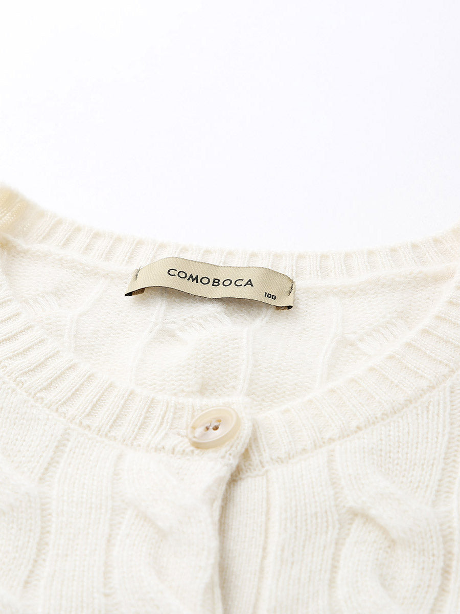 COMOBOCA 100% Cashmere Women's Cable Knit Button Cardigan