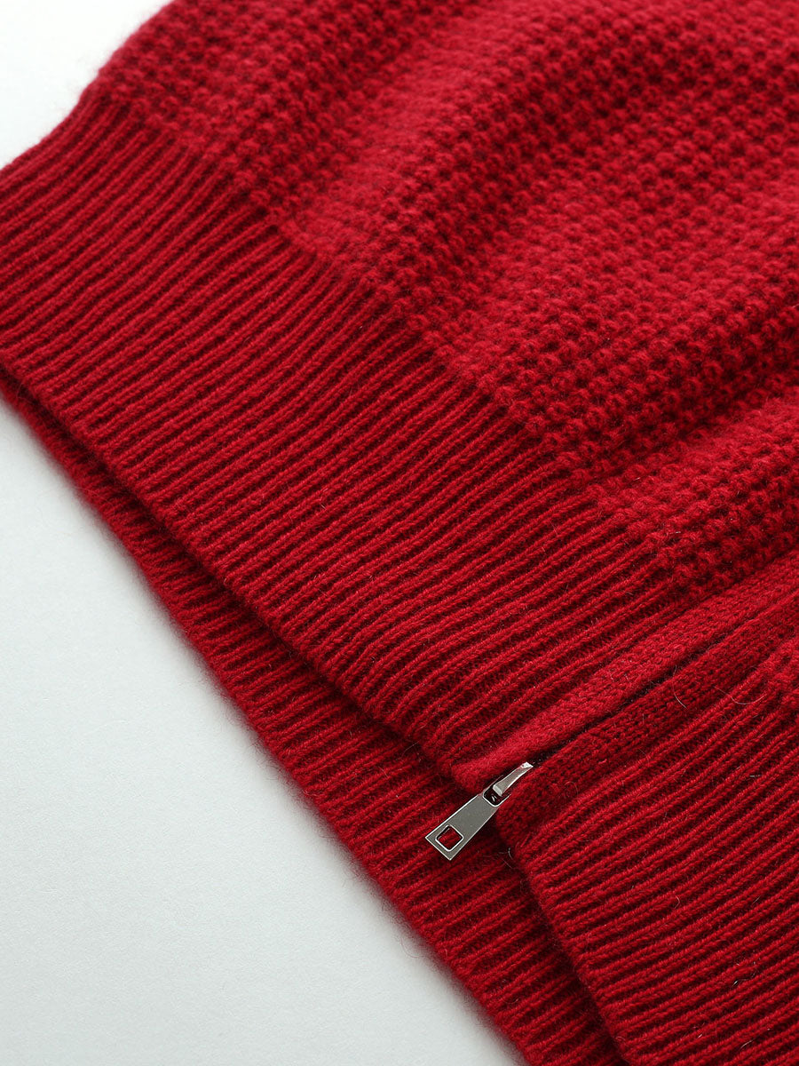 COMOBOCA 100% Cashmere Women's Double Zip Knit Cardigan