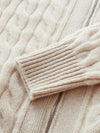 COMOBOCA 100% Cashmere Women's Cable Zip Up Knit Cardigan