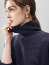 COMOBOCA 100% Cashmere Women's Ribbed Turtleneck Sweater