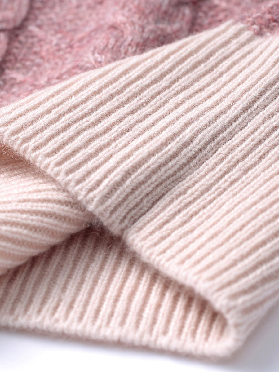 COMOBOCA 100% Cashmere Women's Intricate Sleeve Knit Sweater