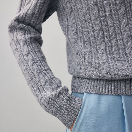 COMOBOCA 100% Cashmere Women's Cable Button Front Knit Cardigan