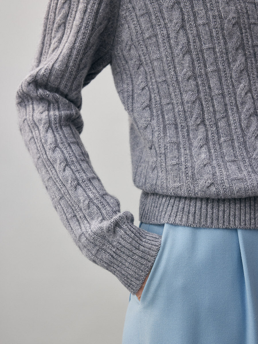COMOBOCA 100% Cashmere Women's Cable Button Front Knit Cardigan