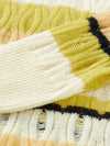 COMOBOCA 100% Cashmere Women's Striped V-Neck Knit Sweater