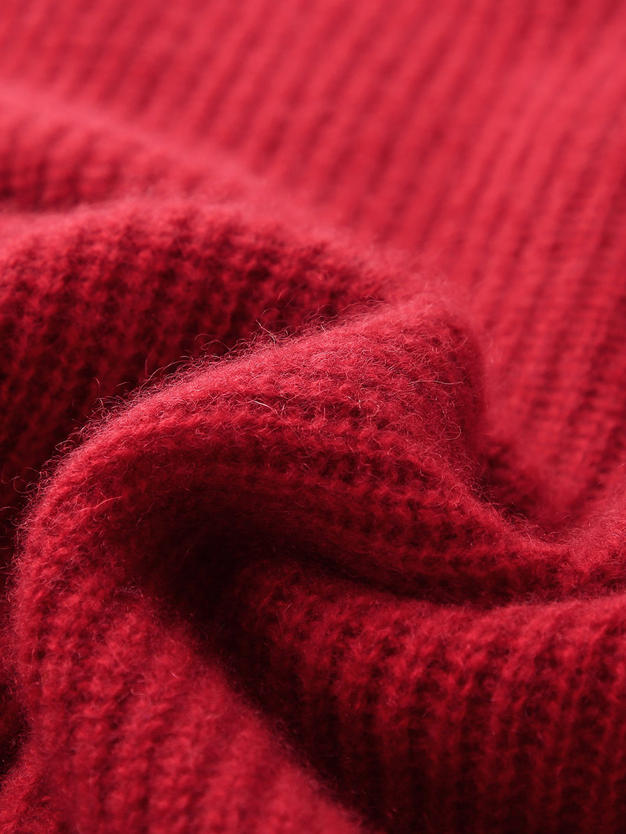 COMOBOCA 100% Cashmere Women's Button Neck Cable Knit Sweater