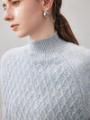 COMOBOCA 100% Cashmere Women's Cable Knit Mock Neck Sweater