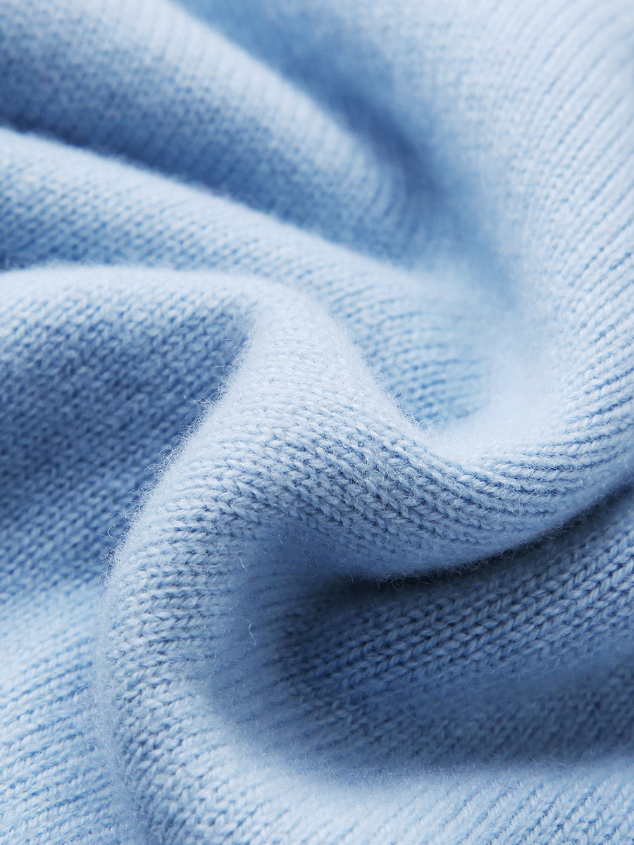 COMOBOCA 100% Wool Kids' Ribbed Round Neck Sweater