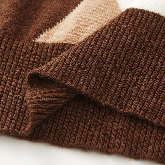 COMOBOCA 100% Cashmere Women's Color Block Turtleneck Sweater