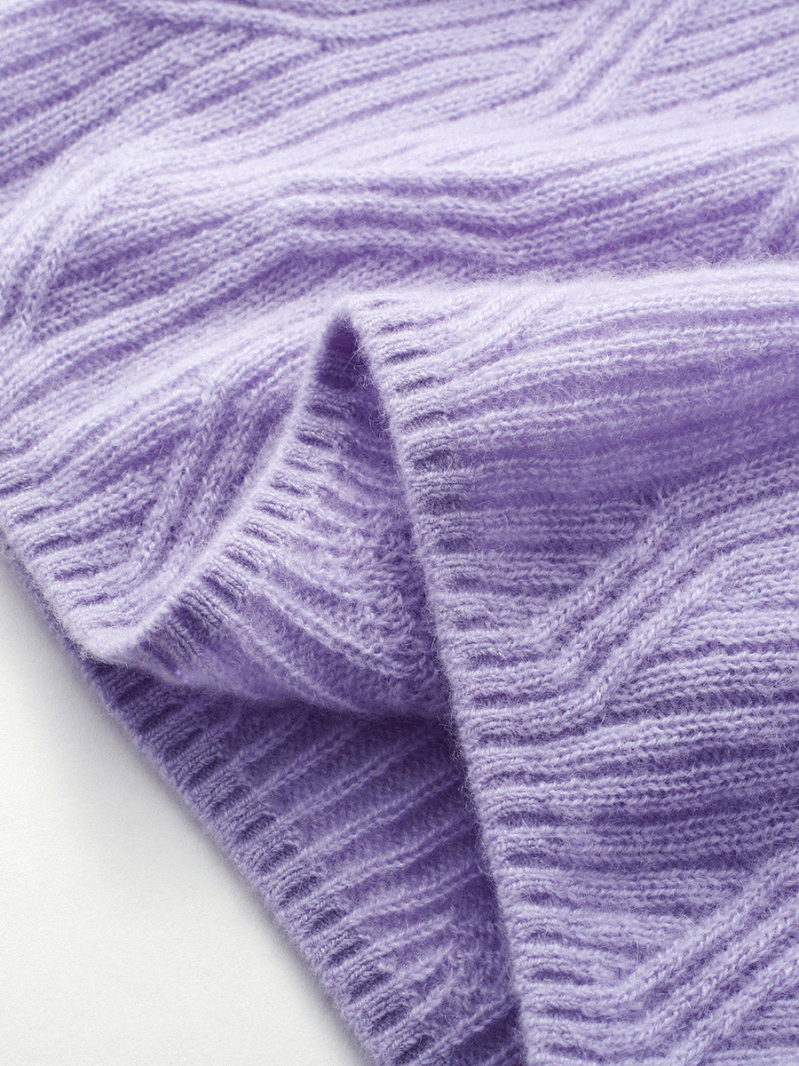 COMOBOCA 100% Cashmere Women's Geometric Wave Knit Sweater