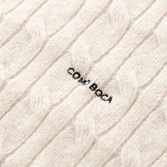 COMOBOCA 100% Cashmere Women's Cable Round Neck Knit Sweater