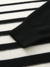 COMOBOCA 100% Cashmere Women's Striped Mock Neck Knit Sweater