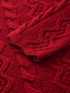 COMOBOCA 100% Wool Women's Vibrant Color Cable Knit Sweater