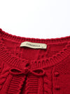 COMOBOCA 100% Cashmere Women's Bow Detailing Cable Knit Vest