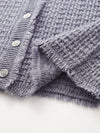 COMOBOCA 100% Wool Women's Button Down Frayed Hem Knit Vest