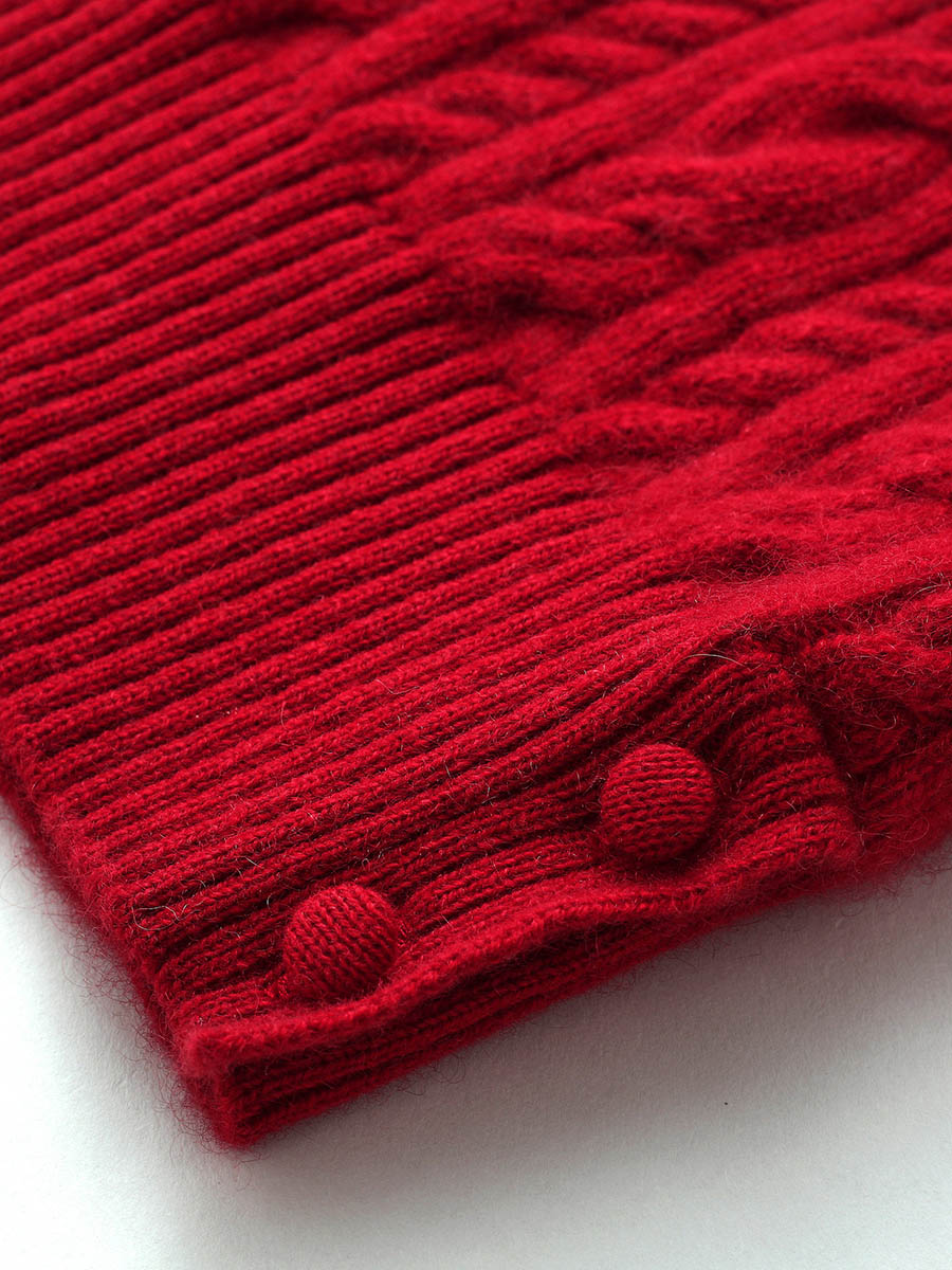 COMOBOCA 100% Cashmere Women's Cable Round Neck Knit Sweater