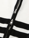 COMOBOCA 100% Wool Women's Striped Zip-Up Cardigan
