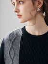 COMOBOCA 100% Cashmere Women's Patchwork Cable Knit Sweater