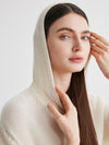 COMOBOCA 100% Cashmere Women's Ribbed Knit Hoodie