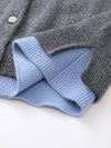 COMOBOCA 100% Cashmere Women's Contrast-Trim Pocket Cardigan