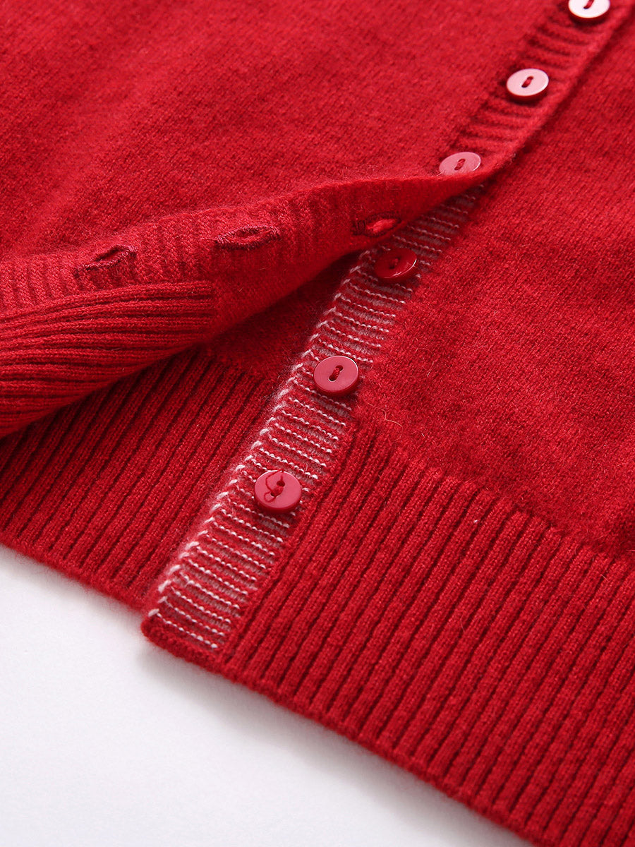 COMOBOCA 100% Cashmere Women's Turtleneck Button-Up Cardigan