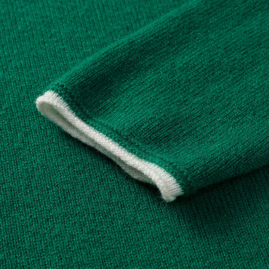 COMOBOCA 100% Cashmere Women's Ribbed Contrast Trim Sweater