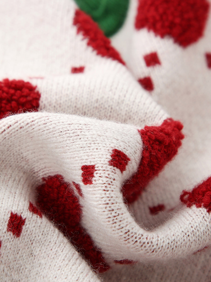 COMOBOCA 100% Wool Kids' Heart Pattern Knit Cardigan