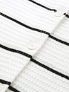 COMOBOCA Women's Striped Ribbed Button Down Cardigan