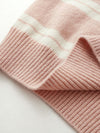 COMOBOCA 100% Wool Kids' Striped Heart Round Neck Sweater