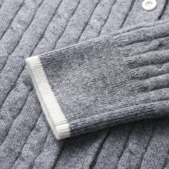 COMOBOCA 100% Cashmere Women's Cable Knit Button Front Cardigan