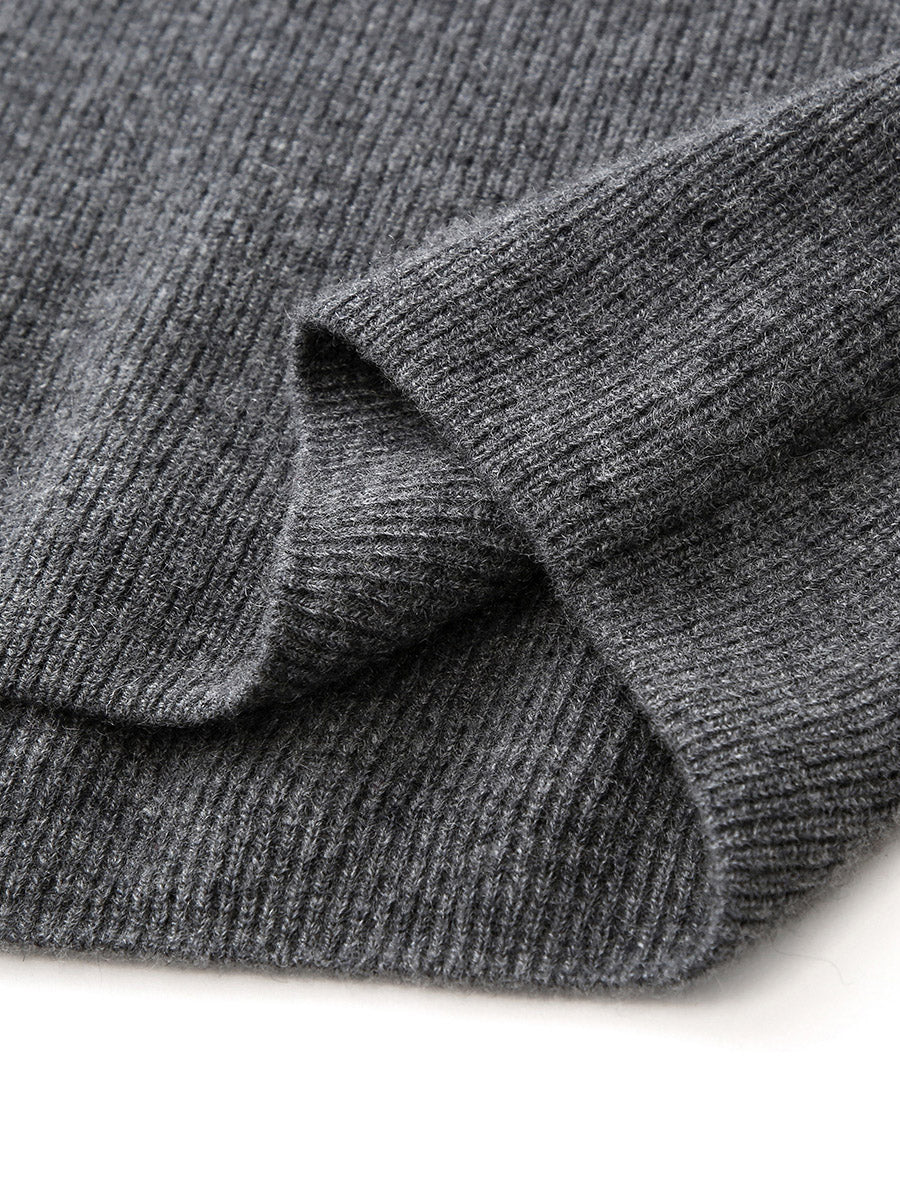 COMOBOCA 100% Cashmere Women's Zip-Up Ribbed Hoodie