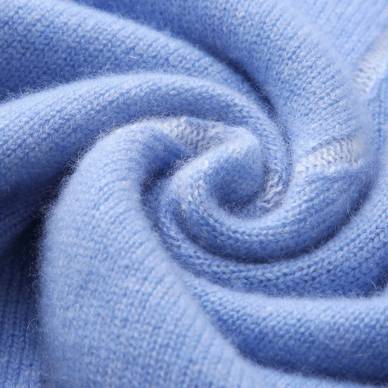 COMOBOCA 100% Cashmere Women's Round Neck Ribbed Sweater