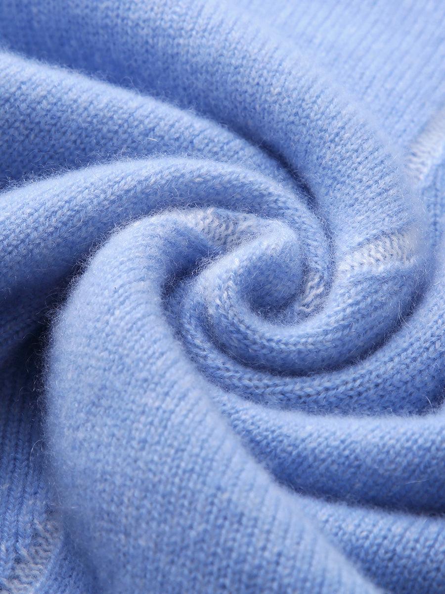 COMOBOCA 100% Cashmere Women's Round Neck Ribbed Sweater
