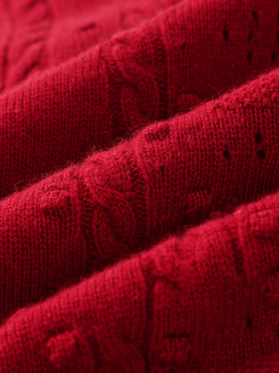 COMOBOCA 100% Cashmere Women's Bow Detailing Cable Knit Vest