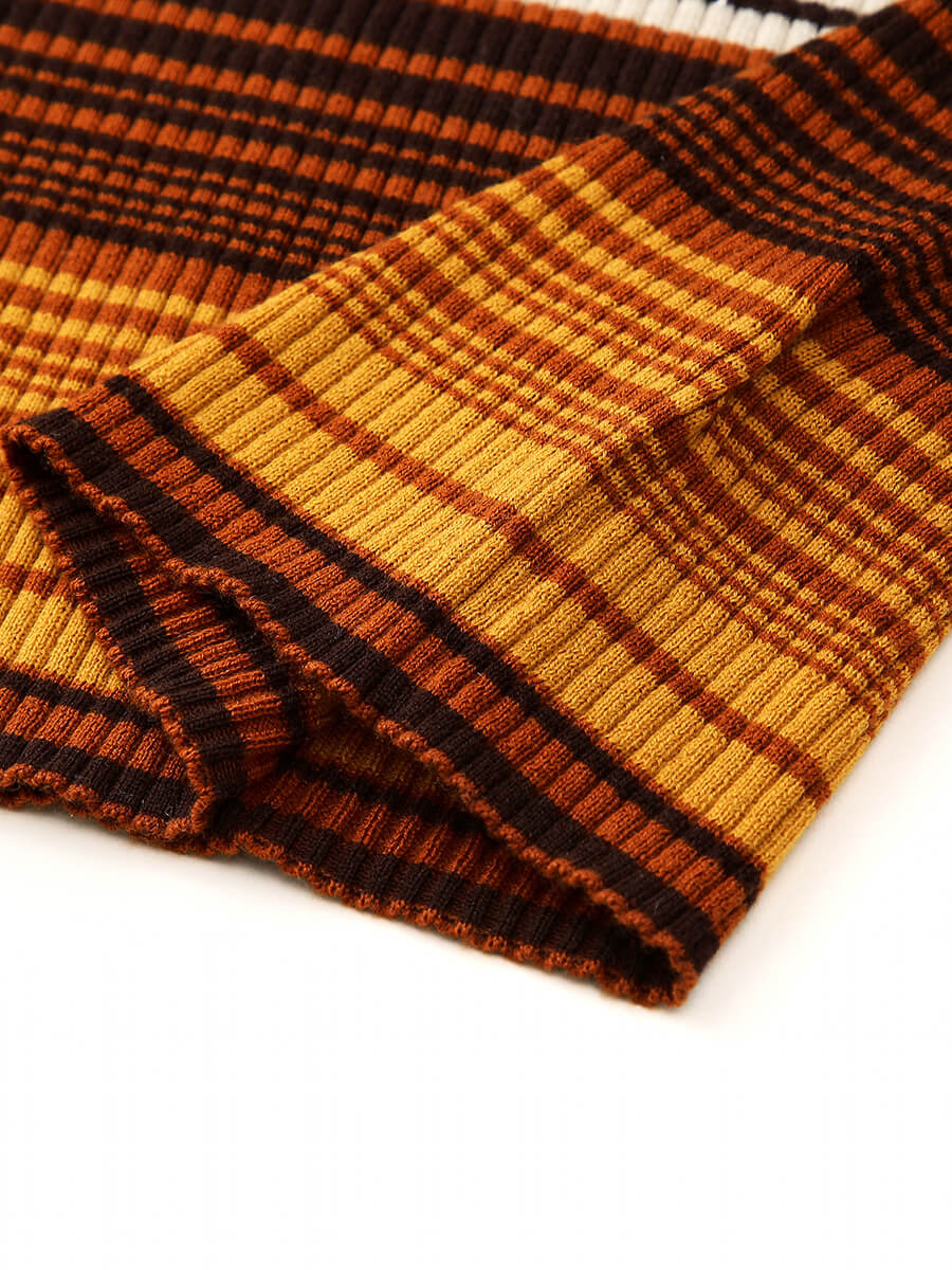 COMOBOCA 100% Wool Women's Multicolor Striped Knit Sweater