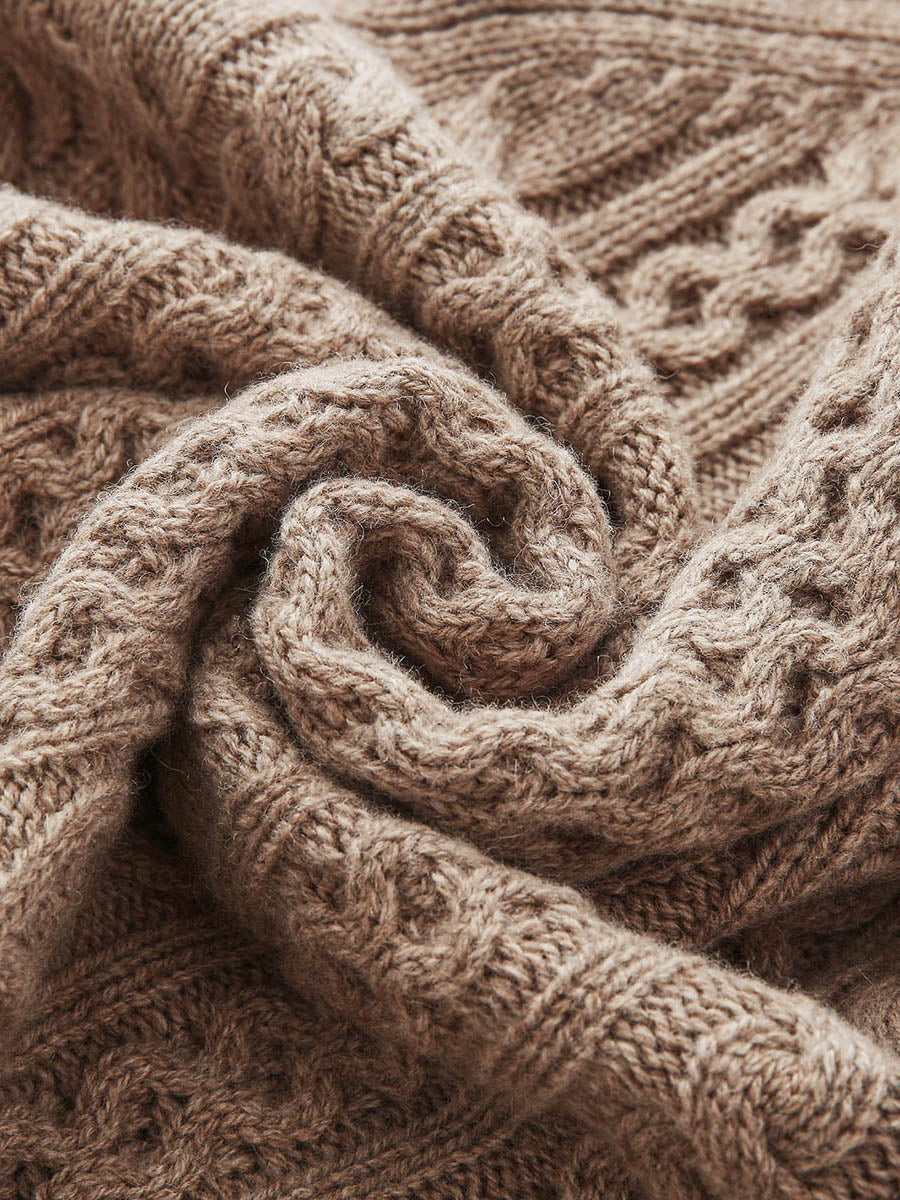 COMOBOCA 100% Wool Women's Cable Knit Button Cardigan