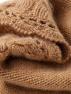 COMOBOCA 100% Cashmere Women's Crochet Trim Cable Knit Beanie