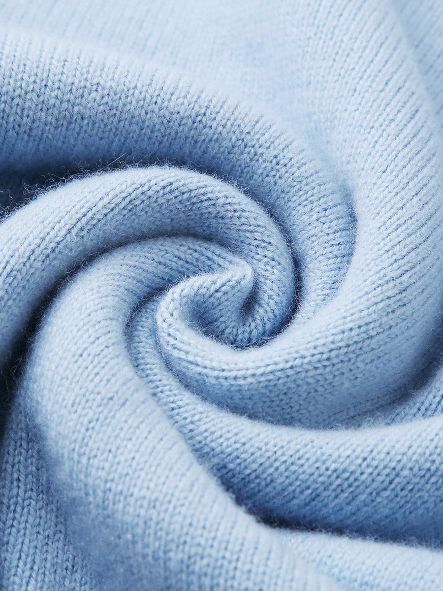 COMOBOCA 100% Wool Kids' Ribbed Round Neck Sweater